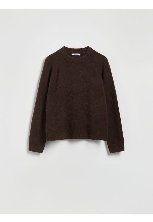 Reserved - Sweter z domieszką wełny - ciemnobrązowy. Kolor: brązowy. Materiał: wełna