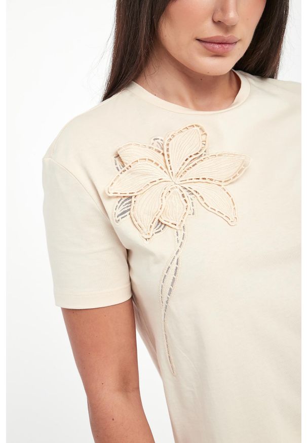 Twinset Milano - T-shirt damski z haftem TWINSET. Wzór: haft