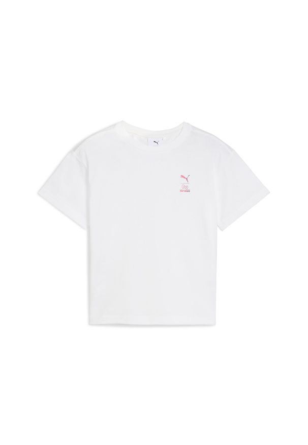 Puma - Dziecięca luźna koszulka PUMA x HELLO KITTY AND FRIENDS z grafiką PUMA White. Kolor: biały. Wzór: motyw z bajki. Sport: joga i pilates