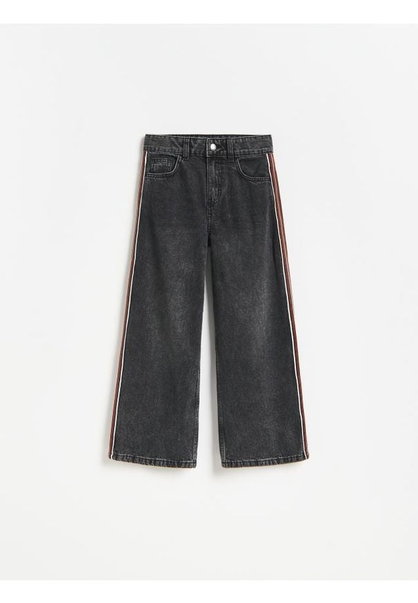 Reserved - Jeansy super wide leg - szary. Kolor: szary