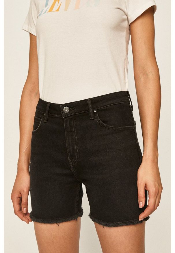 Lee - Szorty jeansowe. Okazja: na co dzień. Kolor: czarny. Materiał: jeans. Styl: casual