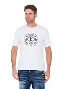 Just Cavalli - JUST CAVALLI Biały męski t-shirt Fiche, Rozmiar S. Kolor: biały #4
