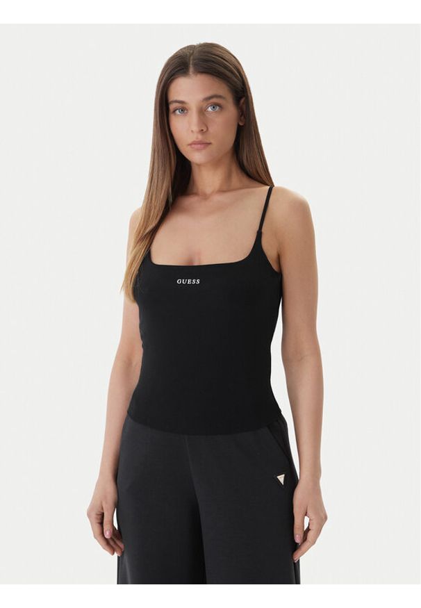 Guess Top V6GP18 K3470 Czarny Regular Fit. Kolor: czarny. Materiał: syntetyk