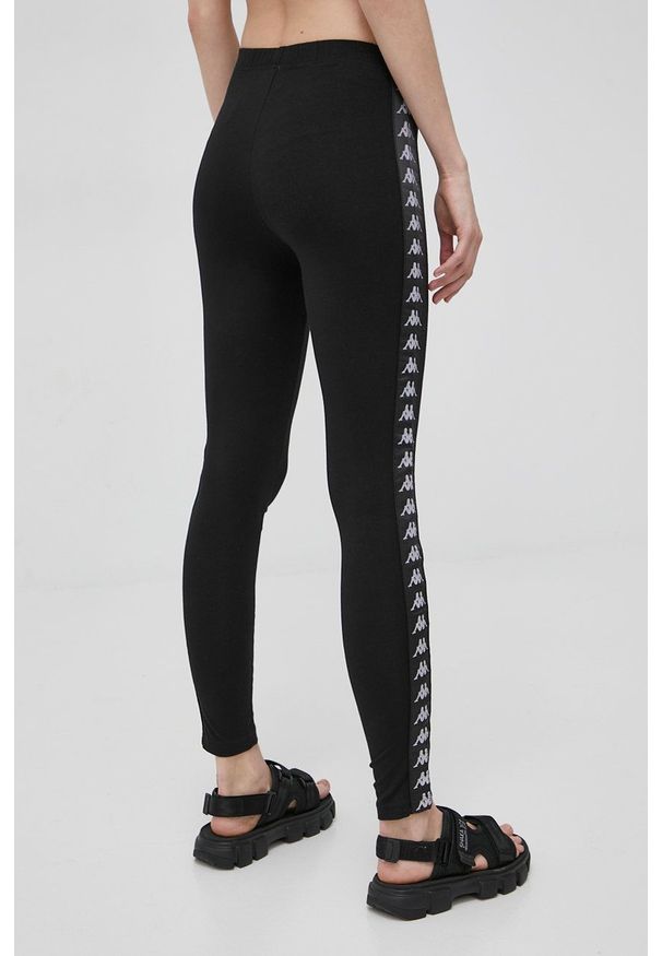 Kappa legginsy damskie kolor czarny z aplikacją. Kolor: czarny. Materiał: bawełna. Wzór: aplikacja