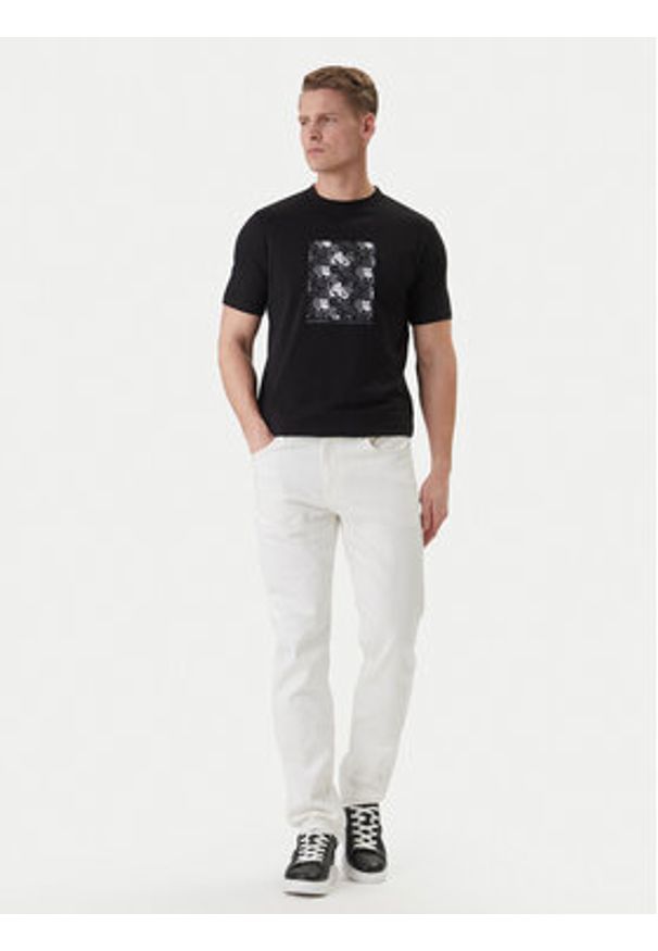 Karl Lagerfeld - KARL LAGERFELD T-Shirt 755037 562221 Czarny Loose Fit. Typ kołnierza: dekolt w karo. Kolor: czarny. Materiał: bawełna