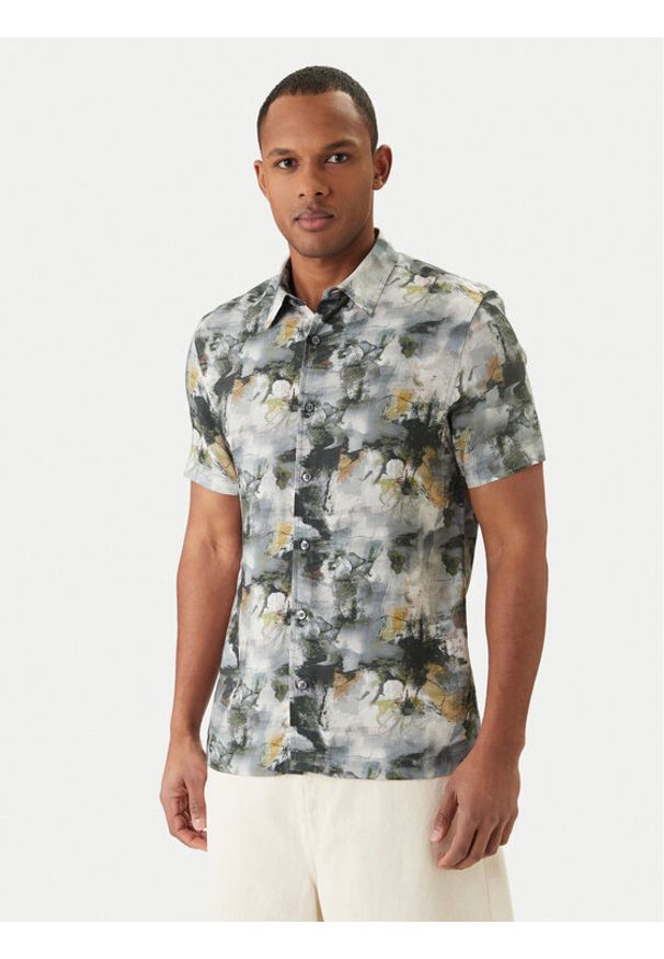 Guess Koszula M6GH65 W1916 Szary Regular Fit. Kolor: szary. Materiał: wiskoza