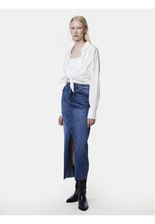 Pieces Spódnica jeansowa Jessie 17150234 Niebieski Regular Fit. Kolor: niebieski. Materiał: bawełna