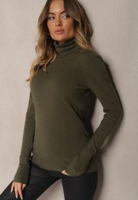 Renee - Ciemnozielony Golf Sweterkowy z Domieszką Kaszmiru Zaivanna. Okazja: na spotkanie biznesowe, do pracy, na co dzień, na spacer. Typ kołnierza: golf. Kolor: zielony. Materiał: kaszmir. Sezon: jesień. Styl: klasyczny, biznesowy, casual, elegancki