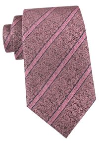 Krawat Męski - Angelo di Monti - Metaliczny Róż, Prążki. Kolor: różowy. Materiał: tkanina. Wzór: prążki. Styl: elegancki, wizytowy #1