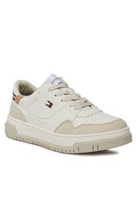 TOMMY HILFIGER - Tommy Hilfiger Sneakersy Low Cut Lace-Up Sneaker T3X9-33366-1269 S Biały. Kolor: biały. Materiał: skóra