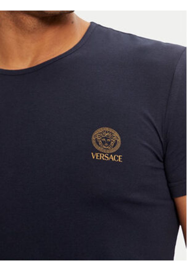VERSACE - Versace T-Shirt AUU01005 1A1001 Granatowy Regular Fit. Kolor: niebieski. Materiał: bawełna