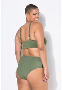 ULLA POPKEN - Damskie Figi od bikini wysoki stan cekiny. Stan: podwyższony. Kolekcja: plus size. Kolor: zielony. Materiał: poliester, elastan, poliamid, materiał