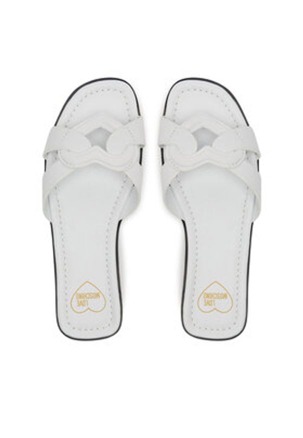 Love Moschino - LOVE MOSCHINO Klapki JA28092G1MIA0100 Biały. Kolor: biały. Materiał: skóra