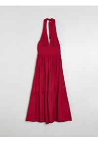 Sinsay - Rozkloszowana sukienka midi z dekoltem halter, z wiskozą - fioletowy. Typ kołnierza: dekolt halter. Kolor: fioletowy. Materiał: wiskoza. Długość: midi #1