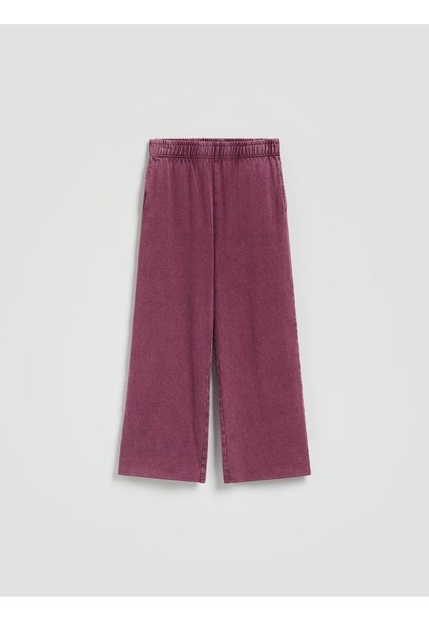 Reserved - Bawełniane spodnie dresowe - bordowy. Kolor: czerwony. Materiał: bawełna, dresówka