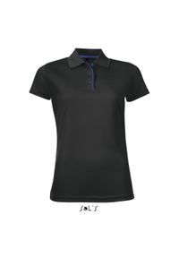 SOL'S - Damska koszulka polo Sol's Performer. Okazja: na co dzień. Typ kołnierza: polo. Kolor: czarny. Styl: casual #1