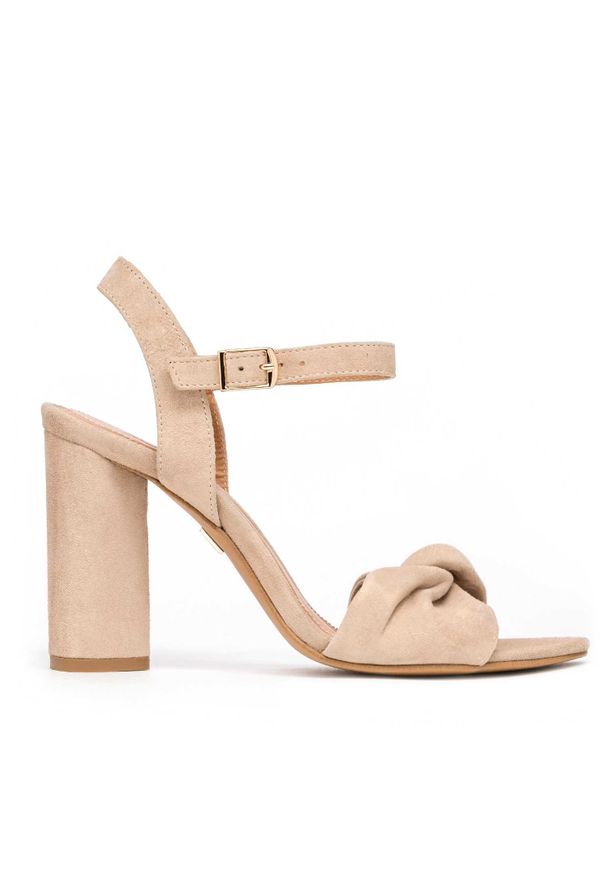 Kazar - Beżowe sandały damskie. Zapięcie: pasek. Kolor: beżowy. Materiał: zamsz