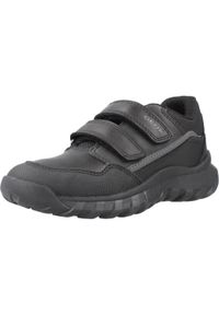 Geox - Buty GEOX J SIMBYOS BOY Czarny. Kolor: czarny. Materiał: tkanina, skóra. Sport: turystyka piesza
