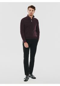 Pako Lorente - PAKO LORENTE – Bordowy sweter z wysoką stójką zapinaną na zamek. Typ kołnierza: kołnierzyk stójkowy. Kolor: czerwony, szary. Materiał: bawełna. Sezon: zima, jesień #9