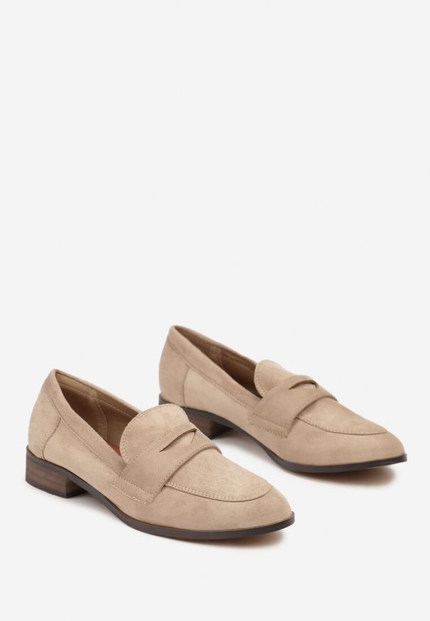 Renee - Beżowe Klasyczne Mokasyny Typu Loafersy na Płaskiej Podeszwie Daivina. Kolor: beżowy. Materiał: jeans. Obcas: na płaskiej podeszwie. Styl: klasyczny