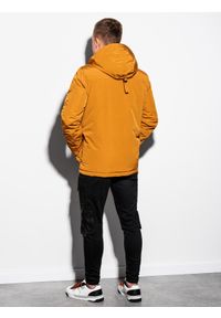 Ombre Clothing - Kurtka męska zimowa C450 - musztardowa - XL. Kolor: żółty. Materiał: poliester. Wzór: aplikacja. Sezon: zima #5
