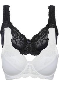 bonprix - Biustonosz minimizer z wyściełanymi ramiączkami (2 szt.). Kolor: czarny. Materiał: koronka. Rodzaj stanika: wyściełane miseczki, różne sposoby noszenia. Wzór: koronka #1