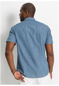 Koszula dżinsowa z krótkim rękawem bonprix niebieski "stone”. Kolor: niebieski. Długość rękawa: krótki rękaw. Długość: krótkie. Wzór: haft #4