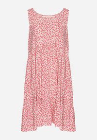 Born2be - Różowa Bawełniana Sukienka Bez Rękawów w Kolorowe Plamki Nattelle. Okazja: na co dzień. Kolor: różowy. Materiał: bawełna. Długość rękawa: bez rękawów. Wzór: kolorowy. Styl: elegancki, casual, klasyczny #5