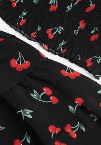 Renee - Czarny Komplet Top z Kokardkami i Spódnica w Print z Wisienkami Talitora. Kolor: czarny. Wzór: nadruk #4