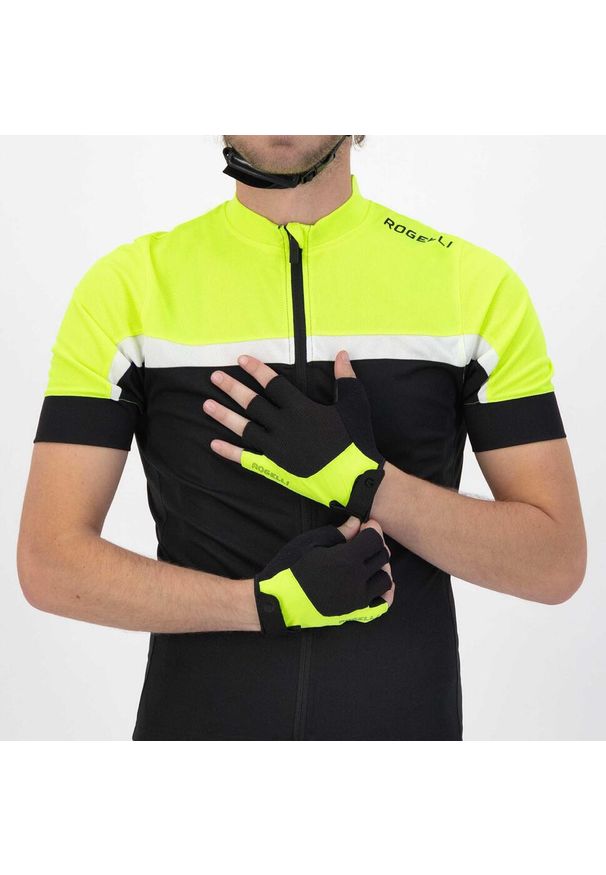 ROGELLI - Rękawiczki rowerowe męskie Rogelli Essential. Kolor: zielony, czarny, wielokolorowy