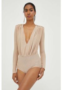 Elisabetta Franchi body damskie kolor beżowy. Kolor: beżowy #3