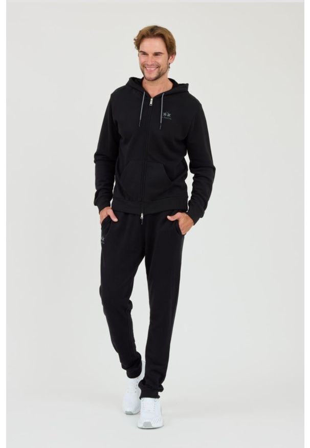 La Martina - LA MARTINA Czarna męska bluza Hooded Cot, Rozmiar M. Kolor: czarny