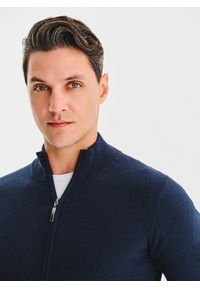 Pako Lorente - PAKO LORENTE – Granatowy rozpinany sweter z kieszeniami. Okazja: na co dzień. Kolor: szary, niebieski. Materiał: wełna, poliamid, bawełna. Sezon: jesień. Styl: casual #7