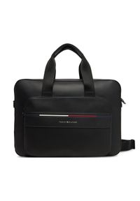 TOMMY HILFIGER - Tommy Hilfiger Torba na laptopa Th Foundation Computer Bag AM0AM13198 Czarny. Kolor: czarny. Materiał: skóra