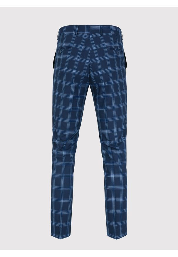Pako Lorente - PAKO LORENTE – Granatowe spodnie garniturowe w niebieską kratę. Kolor: niebieski. Materiał: wiskoza, poliester, elastan