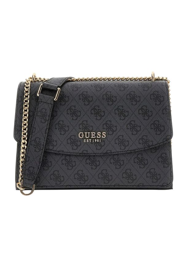 Guess - GUESS Czarna kopertówka damska Calista. Kolor: czarny. Materiał: skórzane