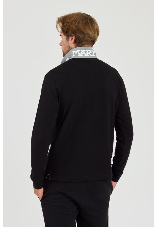 La Martina - LA MARTINA Czarny longsleeve polo Piquet Stretch. Typ kołnierza: polo. Kolor: czarny. Długość rękawa: długi rękaw