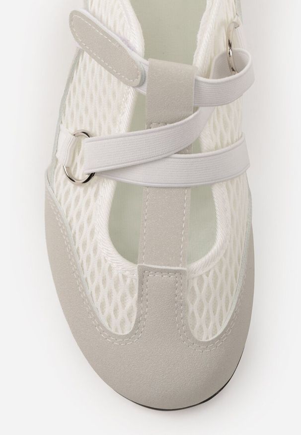 Renee - Szare Sneakeriny z Siateczki z Zapięciem na Rzep Vianate. Okazja: na co dzień. Zapięcie: rzepy. Kolor: szary. Materiał: skóra, koronka