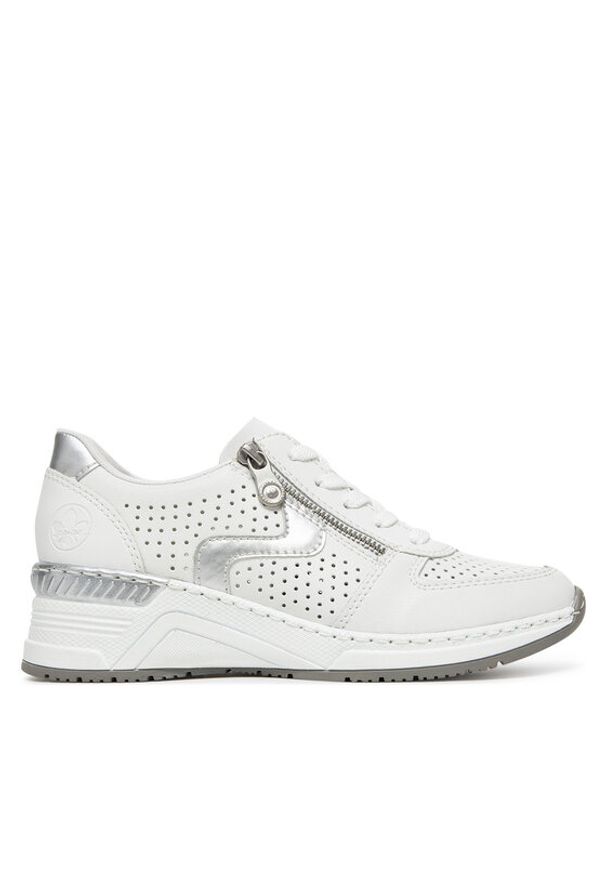 Rieker Sneakersy N4340-80 Biały. Kolor: biały. Materiał: skóra