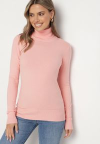 Born2be - Różowy Golf Sweter z Wiskozą i Kaszmirem Zailaya. Okazja: na co dzień. Typ kołnierza: golf. Kolor: różowy. Materiał: kaszmir, wiskoza. Styl: casual