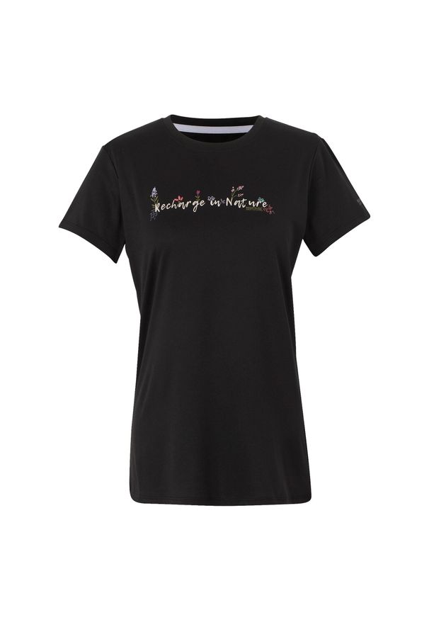 Regatta - T-shirt Damski Napisy Fingal IX. Kolor: czarny. Wzór: napisy