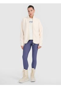 4f - 4F Polar sherpa ze stójką oversize damski - biały XXL. Typ kołnierza: kołnierzyk stójkowy. Kolor: biały. Materiał: polar #2