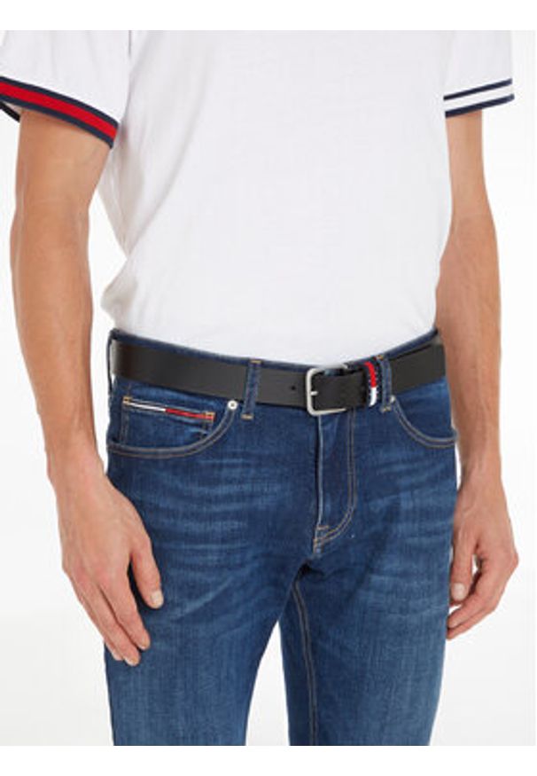 Tommy Jeans Pasek Męski Tjm Ryan 3.5 AM0AM12337 Czarny. Kolor: czarny. Materiał: skóra