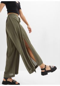 bonprix - Spodnie z lejącej wiskozy. Kolor: zielony. Materiał: wiskoza #3