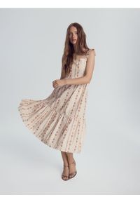 Reserved - Bawełniana sukienka midi - wielobarwny. Materiał: bawełna. Długość: midi #1