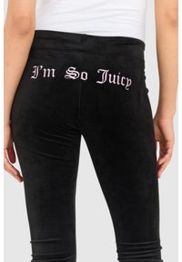 Juicy Couture - JUICY COUTURE Czarne welurowe spodnie dresowe damskie z haftowanymi wisienkami, Rozmiar M. Kolor: czarny. Materiał: dresówka, welur. Wzór: haft #5