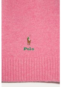 Polo Ralph Lauren - Szalik dziecięcy. Kolor: różowy. Materiał: wełna, kaszmir, dzianina. Wzór: gładki #2