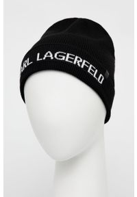 Karl Lagerfeld Czapka z domieszką kaszmiru 216W3405 kolor czarny z cienkiej dzianiny. Kolor: czarny. Materiał: kaszmir, dzianina #3
