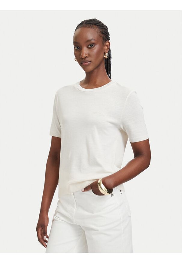 Patrizia Pepe T-Shirt 2M4542/J419-W417 Kremowy Regular Fit. Kolor: kremowy. Materiał: bawełna