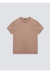 Big-Star - Koszulka męska z logo BIG STAR na piersi brązowa Lobber 804. Kolor: brązowy. Materiał: jeans, dzianina, bawełna. Wzór: aplikacja. Styl: klasyczny #5